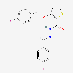 molecular formula C19H14F2N2O2S B1333980 3-[(4-fluorophenyl)methoxy]-N-[(4-fluorophenyl)methylideneamino]thiophene-2-carboxamide 