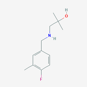 molecular formula C12H18FNO B13339821 1-((4-Fluoro-3-methylbenzyl)amino)-2-methylpropan-2-ol 