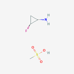 molecular formula C4H10FNO3S B13339843 (1S,2R)-2-fluorocyclopropanamine;methanesulfonic acid 