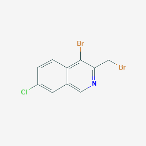 molecular formula C10H6Br2ClN B13339851 4-Bromo-3-(bromomethyl)-7-chloroisoquinoline 