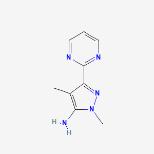 molecular formula C9H11N5 B13339868 1,4-Dimethyl-3-(pyrimidin-2-yl)-1H-pyrazol-5-amine 