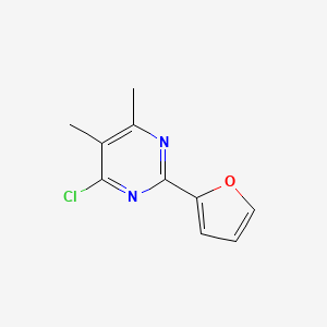 molecular formula C10H9ClN2O B13339899 4-Chloro-2-(furan-2-yl)-5,6-dimethylpyrimidine 