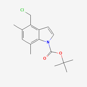 molecular formula C16H20ClNO2 B13339905 tert-Butyl 4-(chloromethyl)-5,7-dimethyl-1H-indole-1-carboxylate 