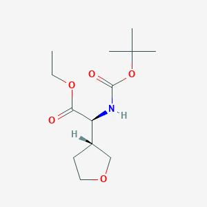 molecular formula C13H23NO5 B13340020 Ethyl (S)-2-((tert-butoxycarbonyl)amino)-2-((R)-tetrahydrofuran-3-yl)acetate 