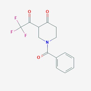 molecular formula C14H12F3NO3 B13340042 1-Benzoyl-3-(trifluoroacetyl)piperidin-4-one 