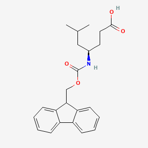 molecular formula C23H27NO4 B1334008 (R)-4-((((9H-Fluoren-9-yl)methoxy)carbonyl)amino)-6-methylheptanoic acid CAS No. 269078-75-3