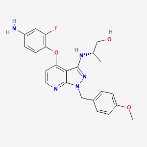 molecular formula C23H24FN5O3 B13340111 (S)-2-((4-(4-Amino-2-fluorophenoxy)-1-(4-methoxybenzyl)-1H-pyrazolo[3,4-b]pyridin-3-yl)amino)propan-1-ol 