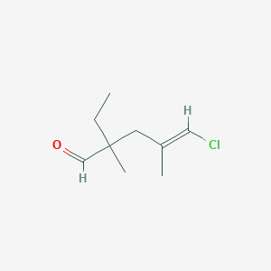 molecular formula C9H15ClO B13340135 5-Chloro-2-ethyl-2,4-dimethylpent-4-enal 