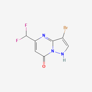 molecular formula C7H4BrF2N3O B13340175 3-Bromo-5-(difluoromethyl)-4H,7H-pyrazolo[1,5-a]pyrimidin-7-one 