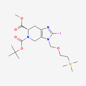 molecular formula C19H32IN3O5Si B13340216 5-(tert-Butyl) 6-methyl (S)-2-iodo-3-((2-(trimethylsilyl)ethoxy)methyl)-3,4,6,7-tetrahydro-5H-imidazo[4,5-c]pyridine-5,6-dicarboxylate 