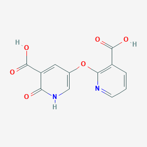 molecular formula C12H8N2O6 B13340218 5-((3-Carboxypyridin-2-yl)oxy)-2-hydroxynicotinic acid 