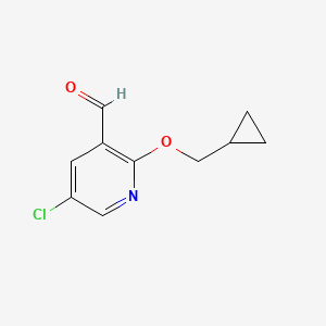 molecular formula C10H10ClNO2 B13340221 5-Chloro-2-(cyclopropylmethoxy)nicotinaldehyde 