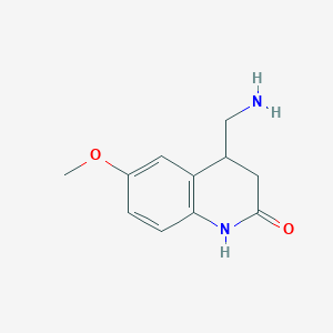 molecular formula C11H14N2O2 B13340266 4-(Aminomethyl)-6-methoxy-1,2,3,4-tetrahydroquinolin-2-one 