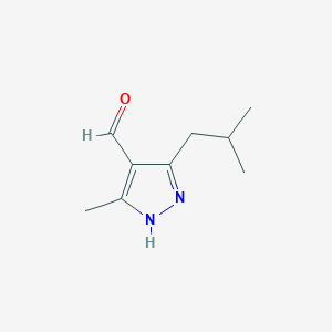 molecular formula C9H14N2O B13340287 3-isobutyl-5-methyl-1H-pyrazole-4-carbaldehyde 