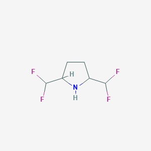 molecular formula C6H9F4N B13340300 2,5-Bis(difluoromethyl)pyrrolidine 