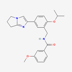 molecular formula C24H27N3O3 B13340422 N-(5-(6,7-Dihydro-5H-pyrrolo[1,2-a]imidazol-2-yl)-2-isopropoxybenzyl)-3-methoxybenzamide 