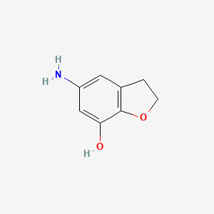 molecular formula C8H9NO2 B13340423 5-Amino-2,3-dihydro-1-benzofuran-7-ol 