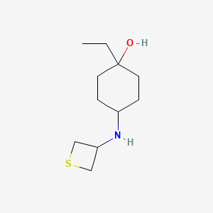 molecular formula C11H21NOS B13340427 1-Ethyl-4-(thietan-3-ylamino)cyclohexan-1-ol 