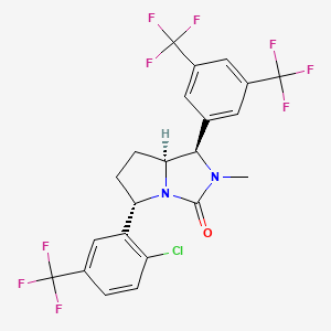 molecular formula C22H16ClF9N2O B13340430 (1R,5S,7AS)-1-(3,5-bis(trifluoromethyl)phenyl)-5-(2-chloro-5-(trifluoromethyl)phenyl)-2-methylhexahydro-3H-pyrrolo[1,2-c]imidazol-3-one 