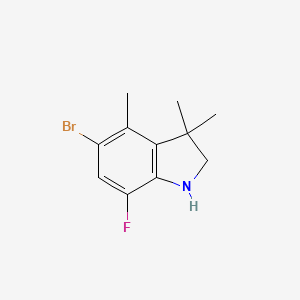 molecular formula C11H13BrFN B13340438 5-Bromo-7-fluoro-3,3,4-trimethyl-2,3-dihydro-1H-indole 