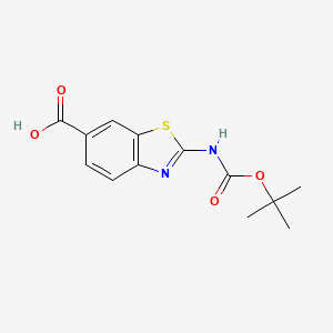 molecular formula C13H14N2O4S B1334047 2-（（叔丁氧羰基）氨基）苯并[d]噻唑-6-羧酸 CAS No. 225525-50-8