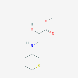 molecular formula C10H19NO3S B13340495 Ethyl 2-hydroxy-3-((tetrahydro-2H-thiopyran-3-yl)amino)propanoate 