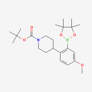 molecular formula C23H36BNO5 B13340616 tert-Butyl 4-(4-methoxy-2-(4,4,5,5-tetramethyl-1,3,2-dioxaborolan-2-yl)phenyl)piperidine-1-carboxylate 