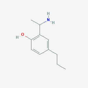 molecular formula C11H17NO B13340618 2-(1-Aminoethyl)-4-propylphenol 