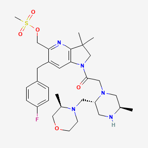 (6-(4-Fluorobenzyl)-3,3-dimethyl-1-(2-((2R,5R)-5-methyl-2-(((R)-3-methylmorpholino)methyl)piperazin-1-yl)acetyl)-2,3-dihydro-1H-pyrrolo[3,2-b]pyridin-5-yl)methyl methanesulfonate