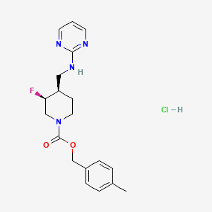 molecular formula C19H24ClFN4O2 B13340729 4-Methylbenzyl (3S,4R)-3-fluoro-4-((pyrimidin-2-ylamino)methyl)piperidine-1-carboxylate hydrochloride 