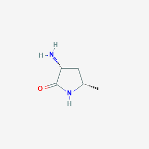 molecular formula C5H10N2O B13340746 (3R,5S)-3-Amino-5-methylpyrrolidin-2-one 