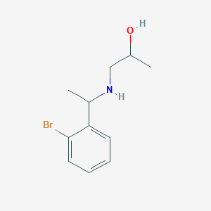 molecular formula C11H16BrNO B13340759 1-{[1-(2-Bromophenyl)ethyl]amino}propan-2-ol 