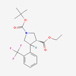 molecular formula C19H24F3NO4 B13340847 Rel-1-(tert-butyl) 3-ethyl (3R,4S)-4-(2-(trifluoromethyl)phenyl)pyrrolidine-1,3-dicarboxylate 