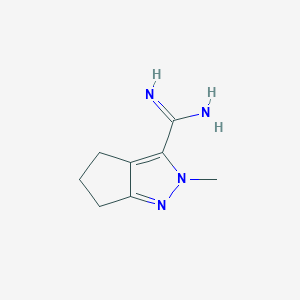 molecular formula C8H12N4 B13340872 2-Methyl-2,4,5,6-tetrahydrocyclopenta[c]pyrazole-3-carboximidamide 