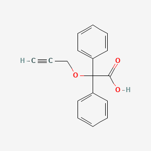 molecular formula C17H14O3 B13340919 alpha-Phenyl-alpha-(2-propyn-1-yloxy)benzeneacetic Acid 