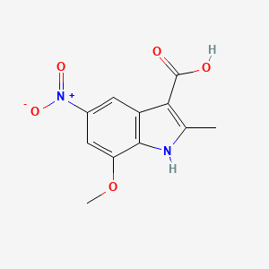 molecular formula C11H10N2O5 B13340999 7-Methoxy-2-methyl-5-nitro-1H-indole-3-carboxylic acid 