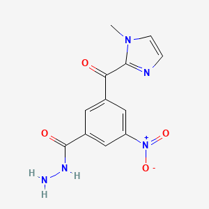 molecular formula C12H11N5O4 B13341047 3-(1-Methyl-1H-imidazole-2-carbonyl)-5-nitro-benzoic acid hydrazide 