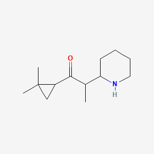 molecular formula C13H23NO B13341054 1-(2,2-Dimethylcyclopropyl)-2-(piperidin-2-yl)propan-1-one 