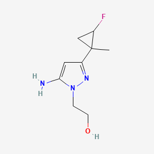 molecular formula C9H14FN3O B13341227 2-[5-Amino-3-(2-fluoro-1-methylcyclopropyl)-1H-pyrazol-1-yl]ethan-1-ol 