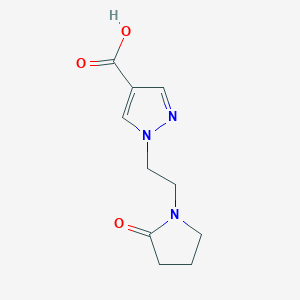 molecular formula C10H13N3O3 B13341303 1-(2-(2-Oxopyrrolidin-1-yl)ethyl)-1H-pyrazole-4-carboxylic acid 