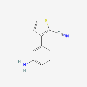 molecular formula C11H8N2S B13341370 3-(3-Aminophenyl)thiophene-2-carbonitrile 