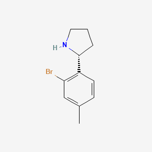 molecular formula C11H14BrN B13341372 (R)-2-(2-Bromo-4-methylphenyl)pyrrolidine 