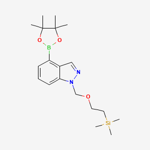 molecular formula C19H31BN2O3Si B13341396 4-(4,4,5,5-Tetramethyl-1,3,2-dioxaborolan-2-yl)-1-((2-(trimethylsilyl)ethoxy)methyl)-1H-indazole 