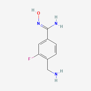 molecular formula C8H10FN3O B13341421 4-(Aminomethyl)-3-fluoro-N'-hydroxybenzene-1-carboximidamide 