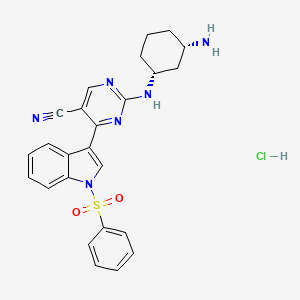 2-(((1R,3S)-3-Aminocyclohexyl)amino)-4-(1-(phenylsulfonyl)-1H-indol-3-yl)pyrimidine-5-carbonitrile hydrochloride