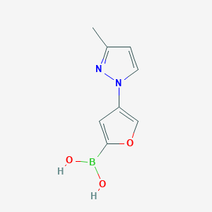 molecular formula C8H9BN2O3 B13341499 (4-(3-Methyl-1H-pyrazol-1-yl)furan-2-yl)boronic acid 