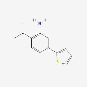 molecular formula C13H15NS B13341529 2-(Propan-2-YL)-5-(thiophen-2-YL)aniline 