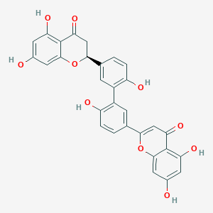 molecular formula C30H20O10 B13341546 2-[3-[5-[(2S)-5,7-dihydroxy-4-oxo-2,3-dihydrochromen-2-yl]-2-hydroxyphenyl]-4-hydroxyphenyl]-5,7-dihydroxychromen-4-one 