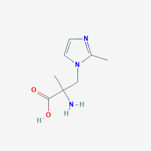 molecular formula C8H13N3O2 B13341547 2-amino-2-methyl-3-(2-methyl-1H-imidazol-1-yl)propanoic acid 