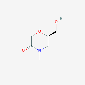 molecular formula C6H11NO3 B13341563 (R)-6-(Hydroxymethyl)-4-methylmorpholin-3-one 